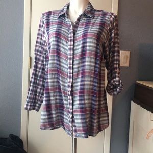 Red, white and blue long sleeve top